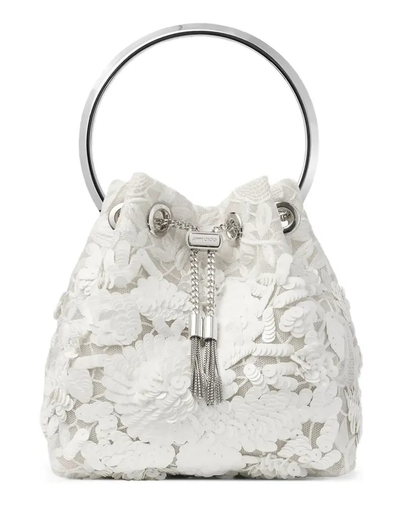 Jimmy Choo Bon Bon Schultertasche mit Pailletten - Weiß Weiß