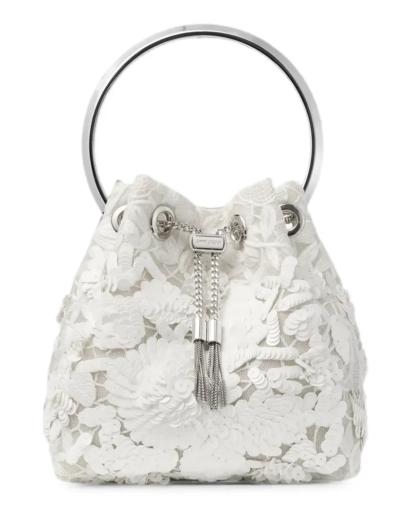 Jimmy Choo Bon Bon Schultertasche mit Pailletten - Weiß Weiß
