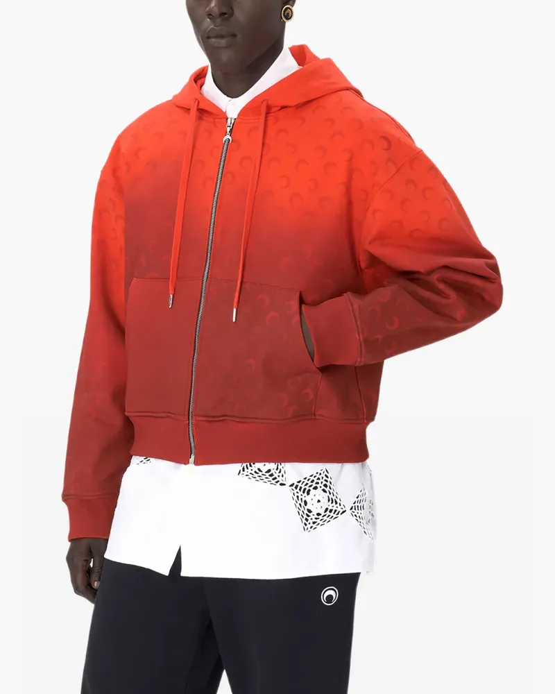 Marine Serre Fleece-Hoodie mit Mond-Muster - Rot Rot
