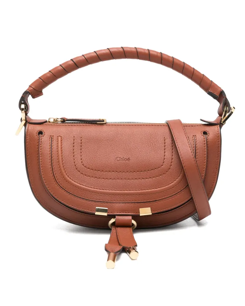 Chloé mini Marcie twisted-handle leather shoulder bag - Braun Braun