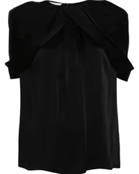 Stella McCartney Satinbluse mit Cape Schwarz