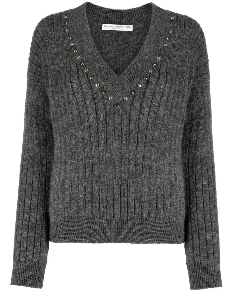 Alessandra Rich Pullover mit Nieten - Grau Grau