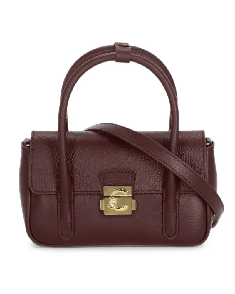 Coccinelle Mini C-Me Lock Tote Bag aus gekörntem Leder - Rot Rot