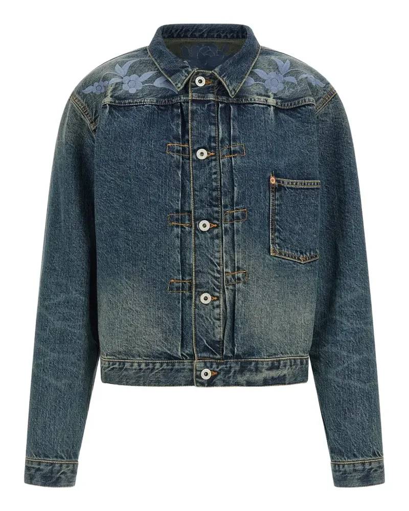 Kenzo Jeansjacke mit Blumenstickerei - Blau Blau