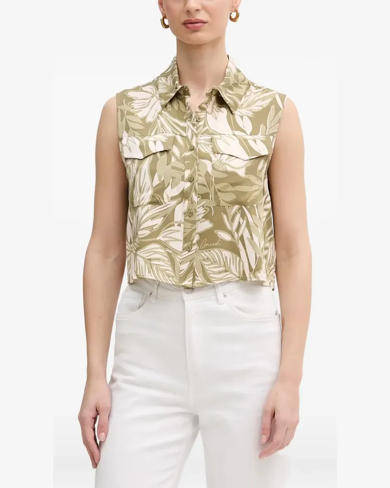 Gaudi leaf-print sleeveless shirt - Grün Grün