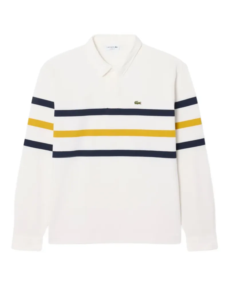 Lacoste relaxed fit striped piqué rugby polo shirt - Weiß Weiß