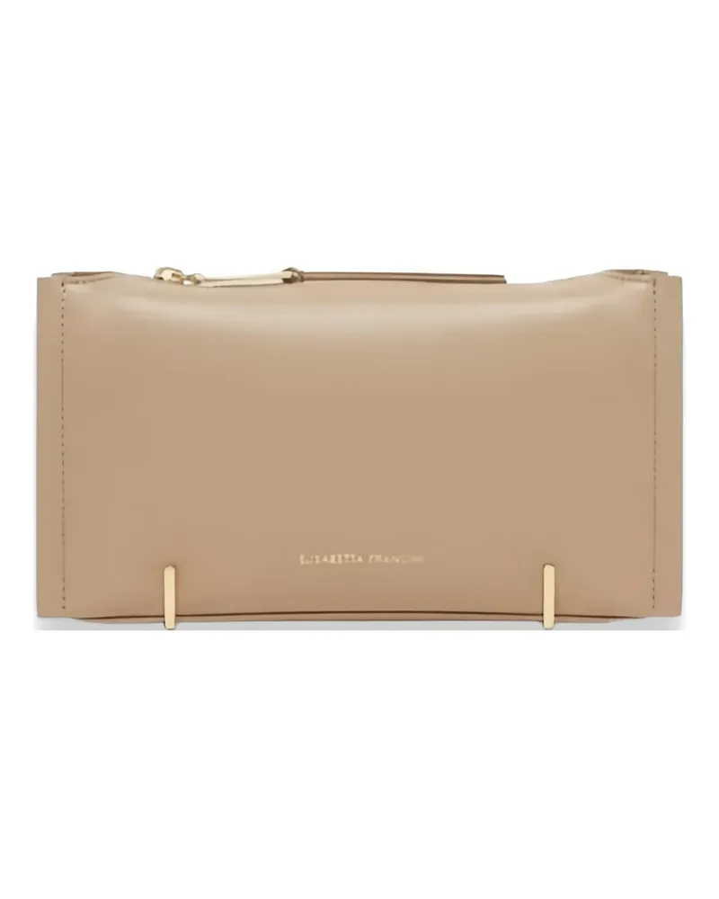 Elisabetta Franchi logo-stamp leather clutch bag - Nude Nude