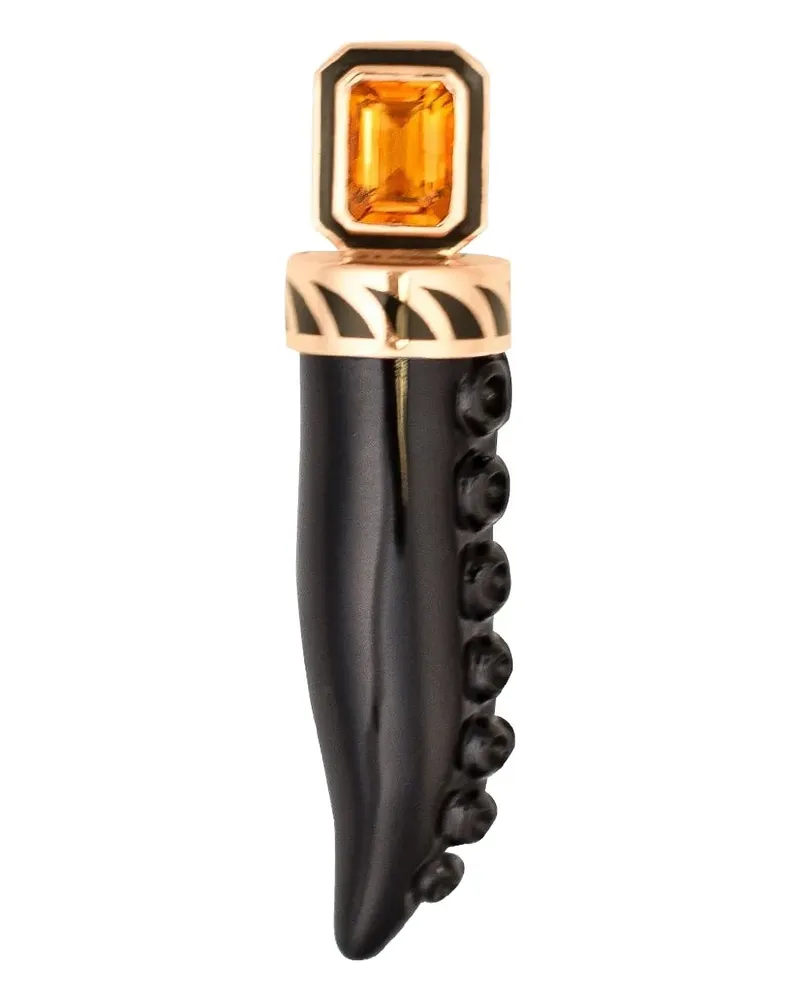 DEZSO 18kt Octopus Tentacle Rotgoldanhänger mit Steinen - Schwarz Schwarz