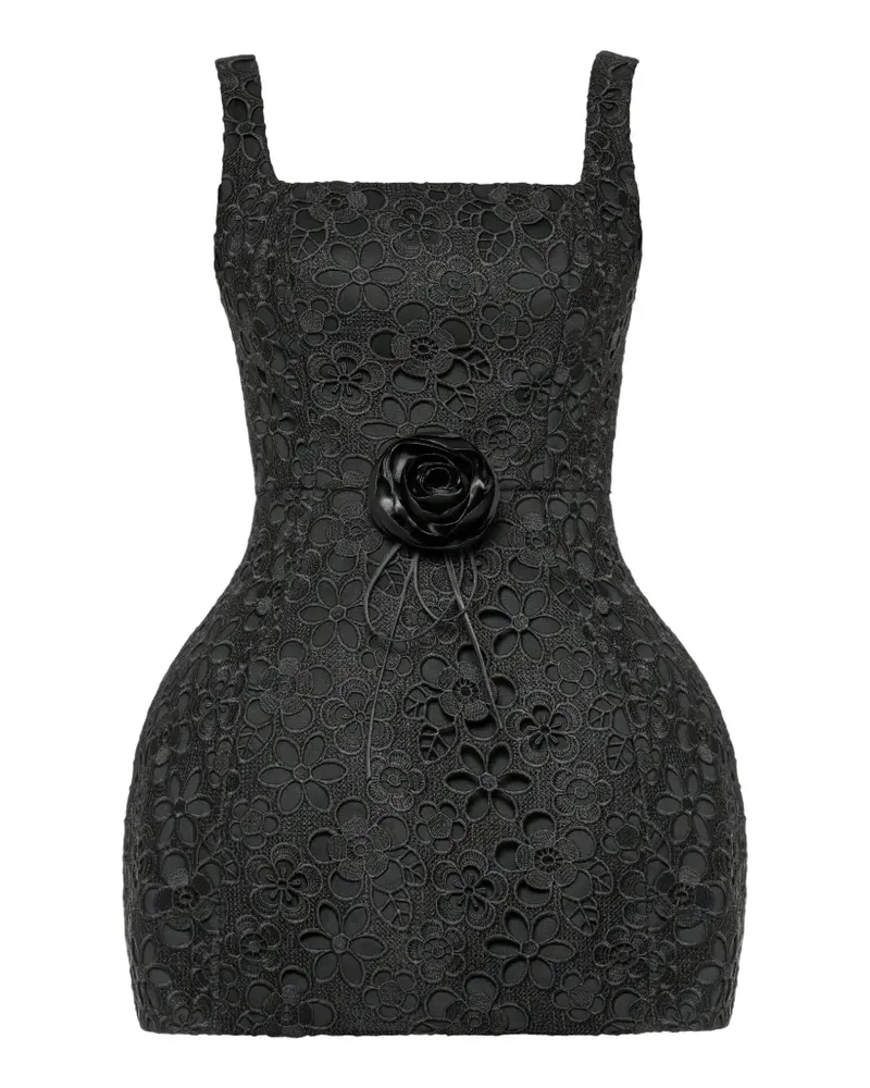 ANOUKI guipure lace rose-appliqué mini dress - Schwarz Schwarz