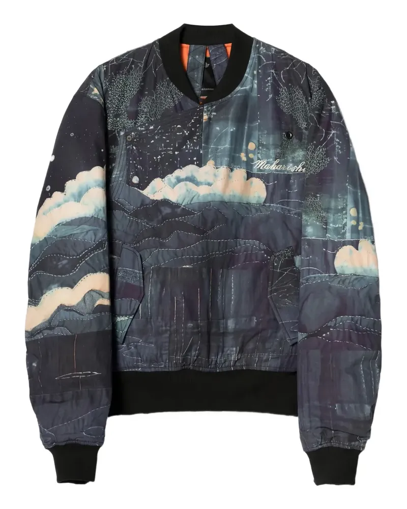 maharishi 6227 Boro Crane Monk MA1 printed bomber jacket - Blau Blau
