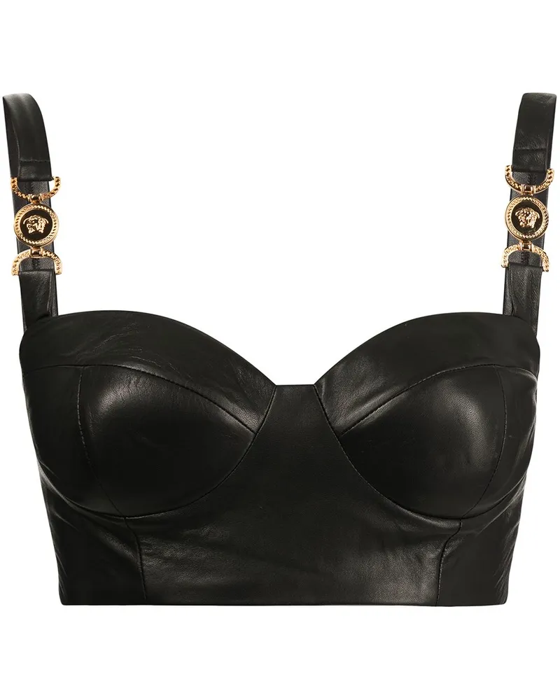 Versace Medusa 95 Bustier-Top aus Leder - Schwarz Schwarz