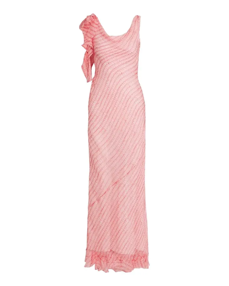 Saloni Gerüschtes Asher B Maxikleid aus Seidenchiffon - Rosa Rosa