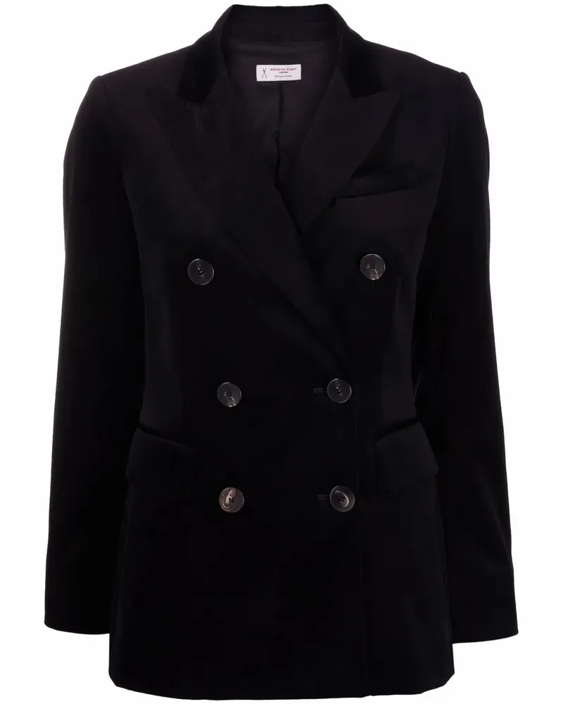 Alberto Biani Doppelreihiger Blazer in Samtoptik - Schwarz Schwarz