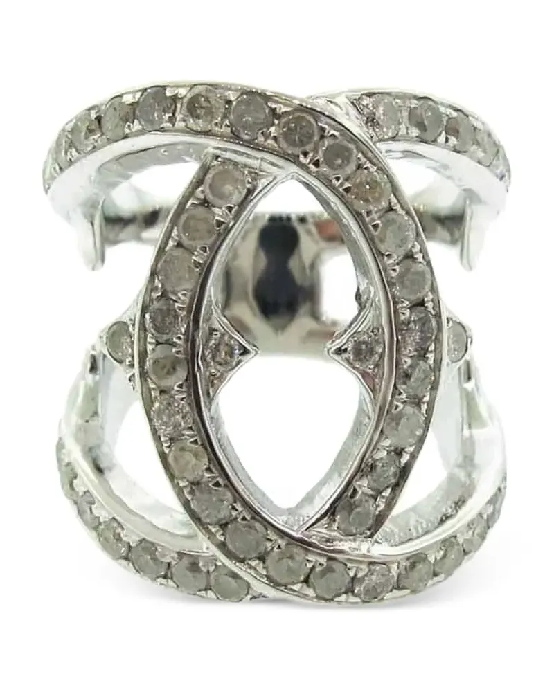 Loree Rodkin Kleiner 18kt Interlink Weißgoldring mit Diamanten - Silber Silber