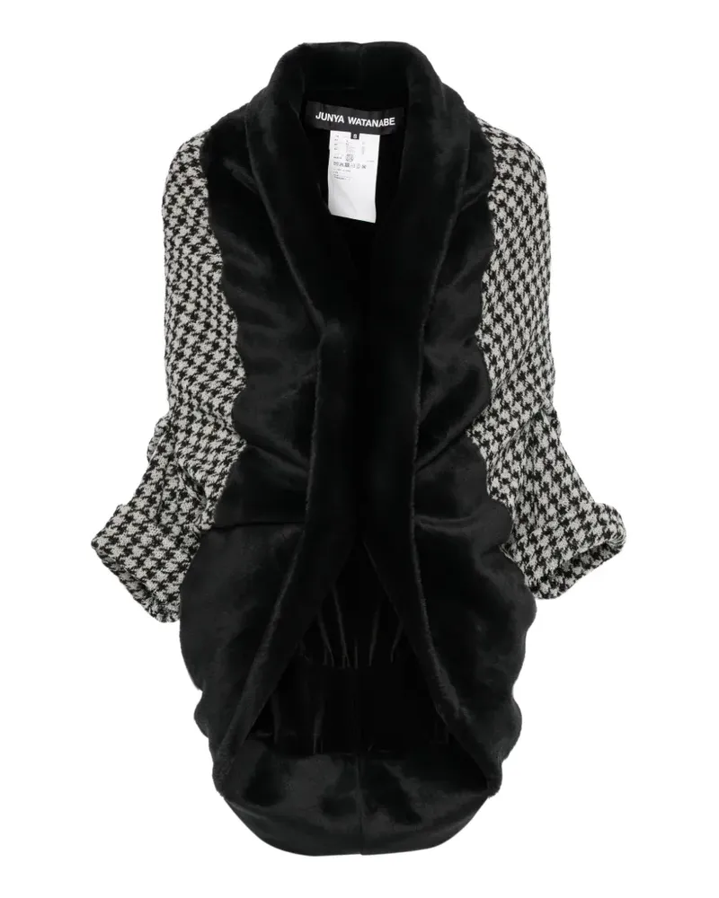Junya Watanabe houndstooth faux-fur jacket - Schwarz Schwarz