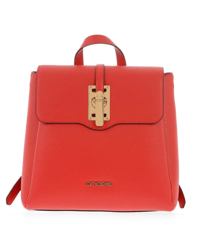 Moschino logo-plaque foldover backpack - Rot Rot