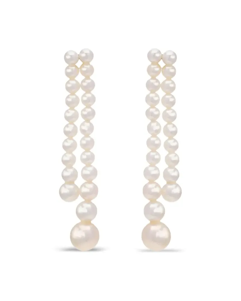 Sophie Bille Brahe 14kt Rising Moon Gelbgoldohrringe mit Perle - Weiß Weiß