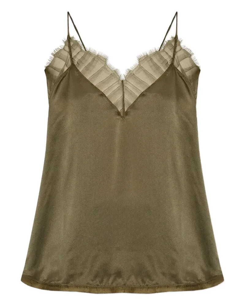 IRO Bluse mit ausgefranster Spitze - Grün Grün