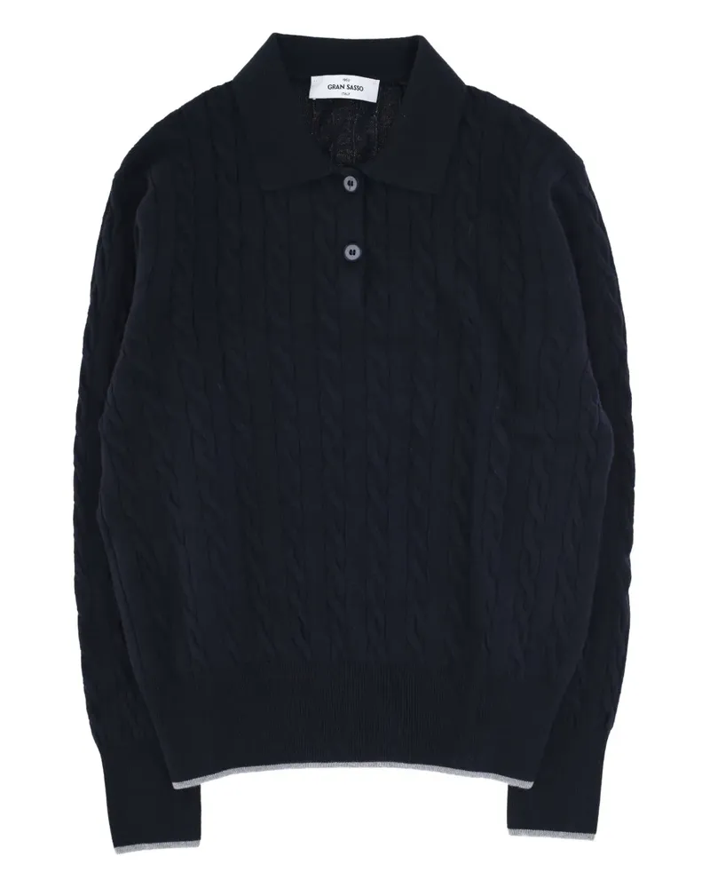 Gran Sasso Geknöpftes Poloshirt mit Zopfmuster - Blau Blau