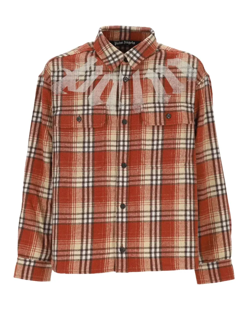 Palm Angels Big Neck logo-print checked shirt - Orange Orange
