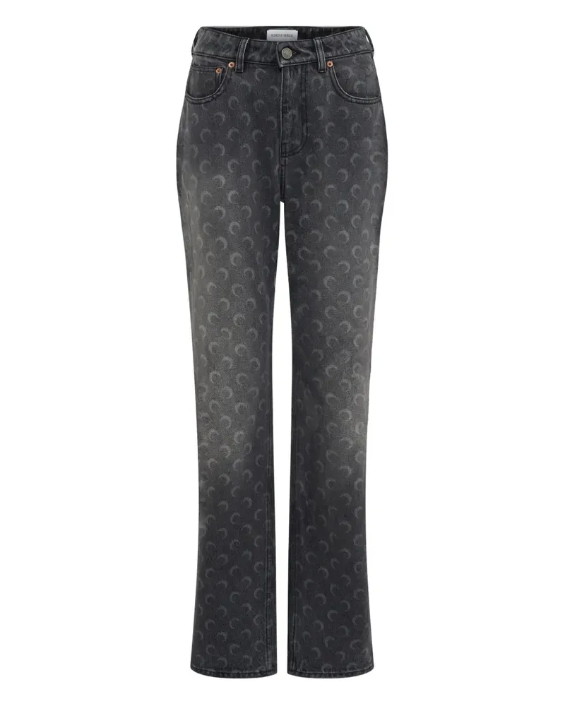 Marine Serre moon laser wash straight jeans - Grau Grau