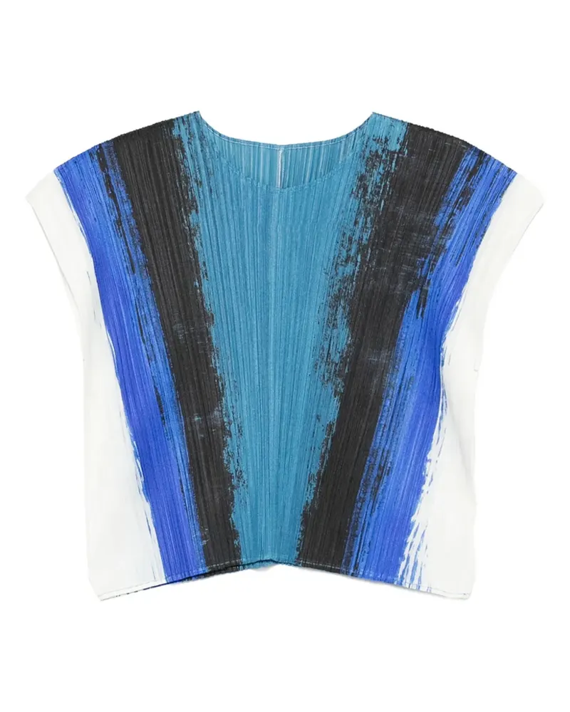 Issey Miyake Top mit abstraktem Print - Blau Blau