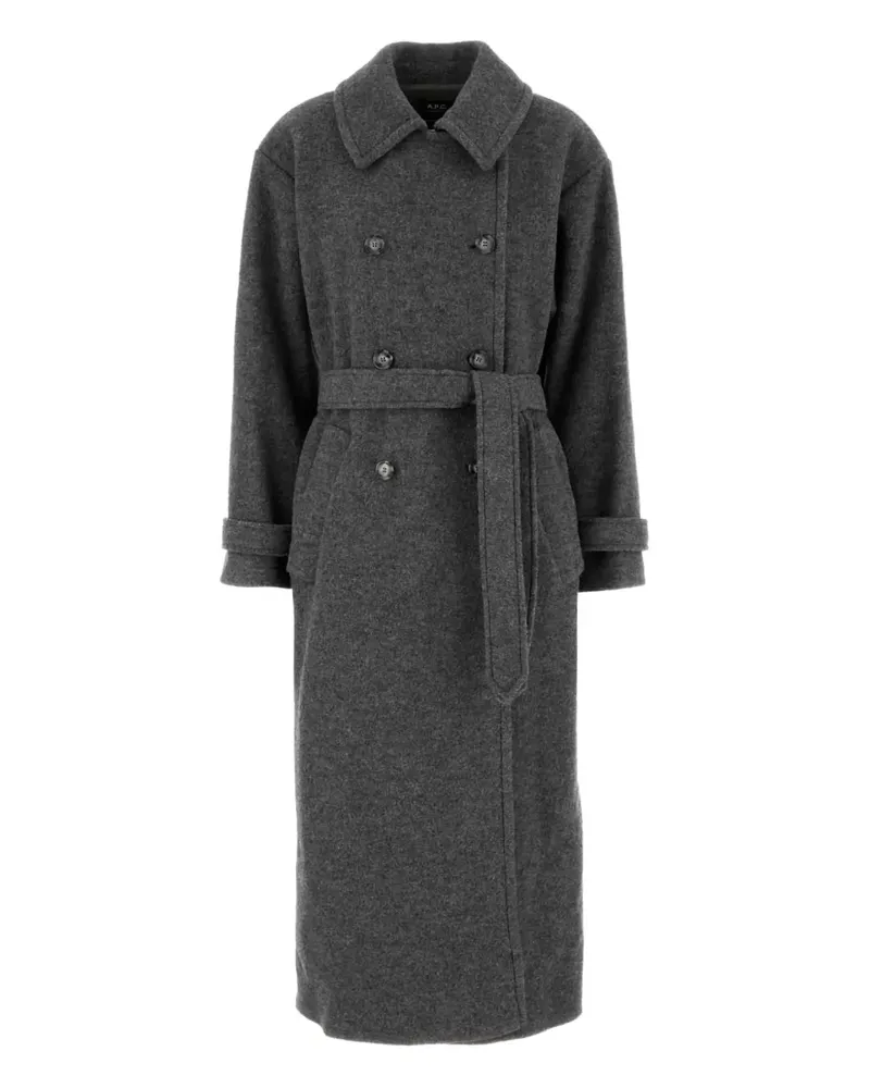 A.P.C. Doppelreihiger Mantel mit Gürtel - Grau Grau