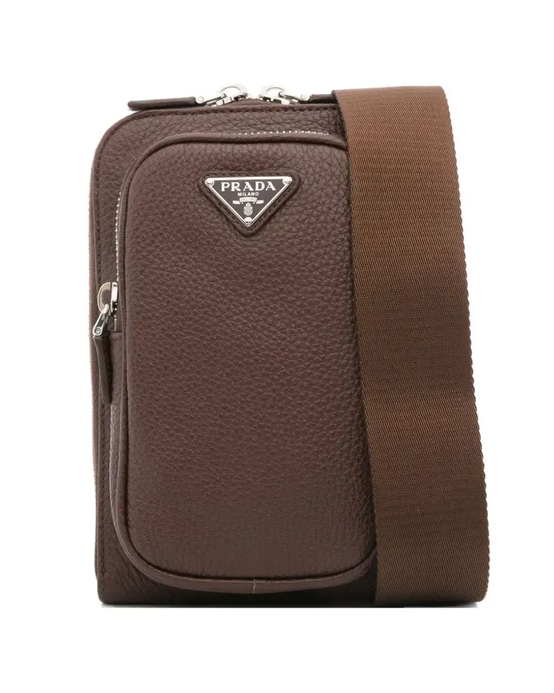 Prada Kuriertasche mit Logo - Braun Braun