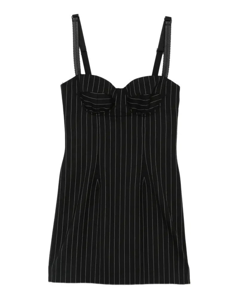 Dolce & Gabbana pinstripe-print sweetheart-neck dress - Schwarz Schwarz