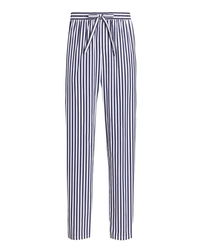 Dolce & Gabbana Gestreifte Popeline-Kosmetikhose mit Paspeln - Blau Blau