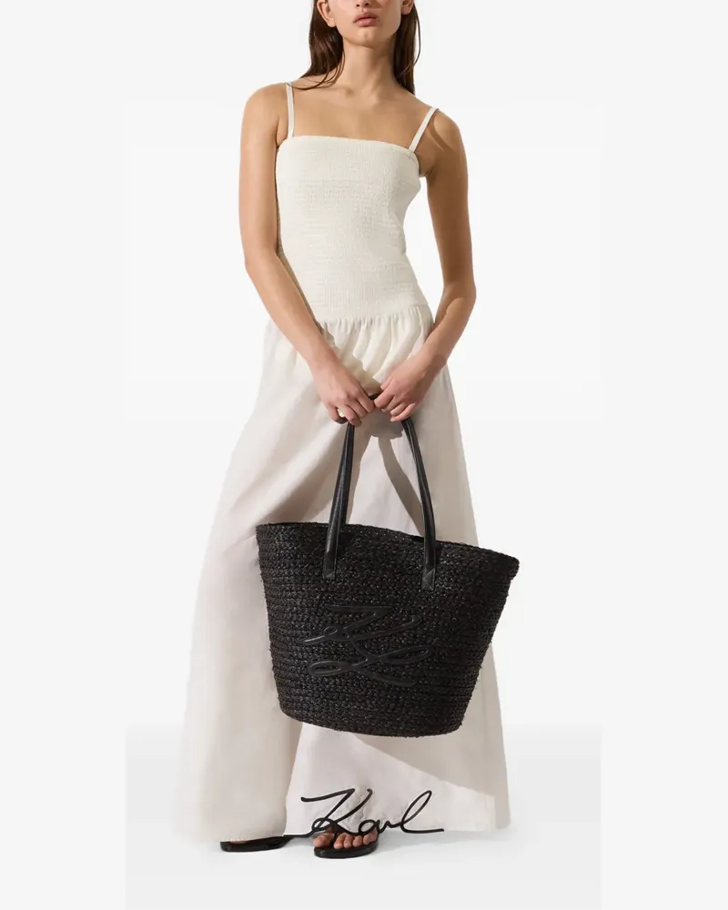 Karl Lagerfeld K/Autograph raffia beach bag - Schwarz Schwarz