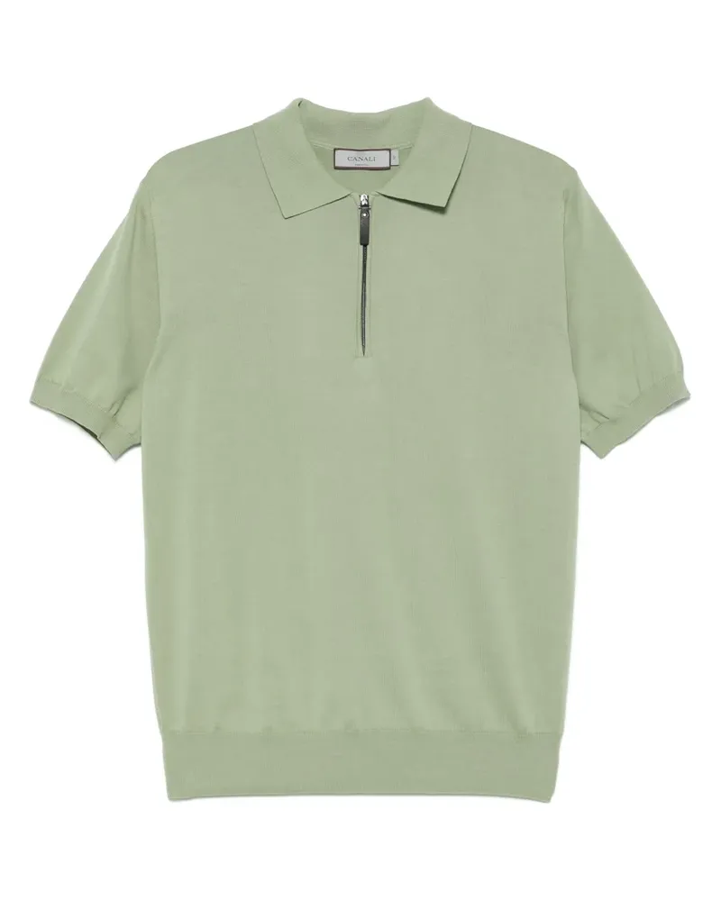 Canali Poloshirt mit Reißverschluss - Grün Grün