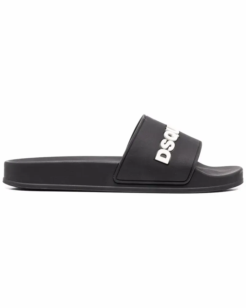 Dsquared2 Pantoletten mit Logo-Print - Schwarz Schwarz