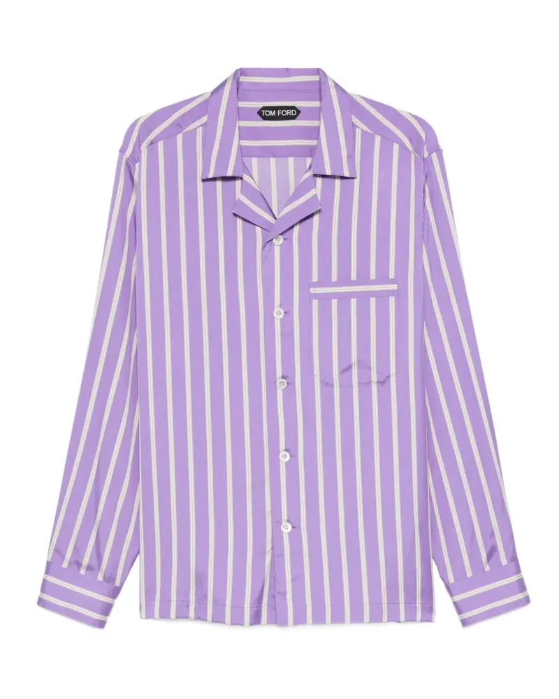 Tom Ford striped-pattern chest-pocket shirt - Violett Violett