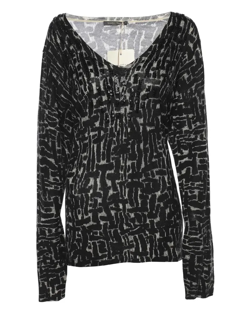 Marina Rinaldi Gestrickter Pullover mit U-Ausschnitt - Schwarz Schwarz