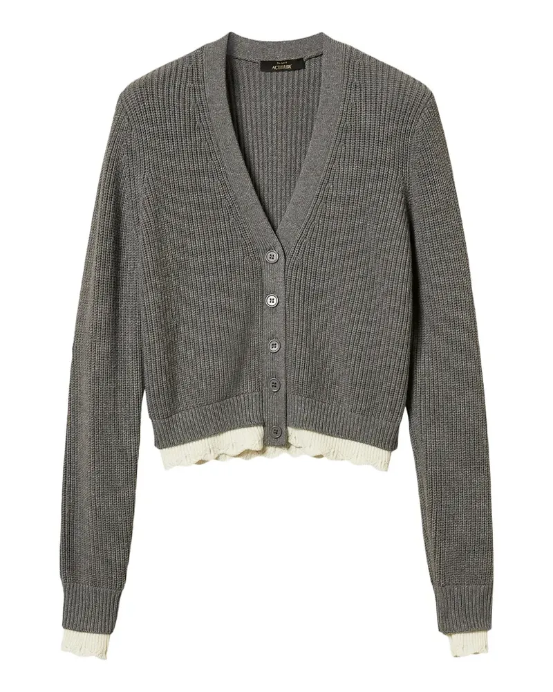 Twin-Set scalloped-edge ribbed cardigan - Grau Grau