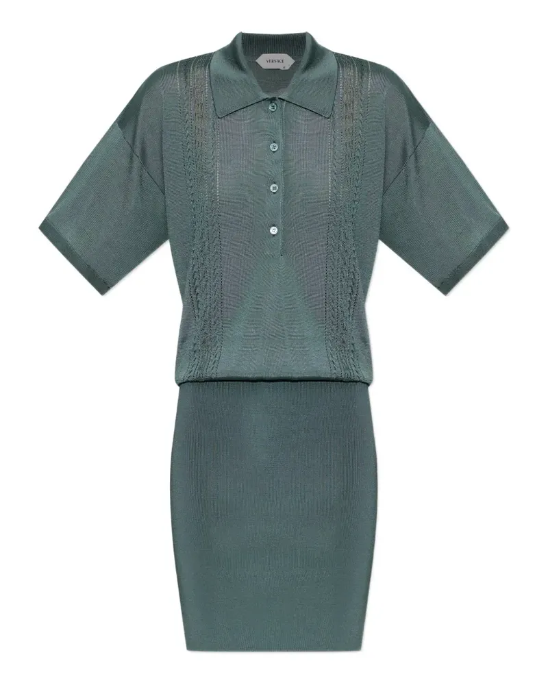 Versace pointelle-knit mini polo dress - Grün Grün