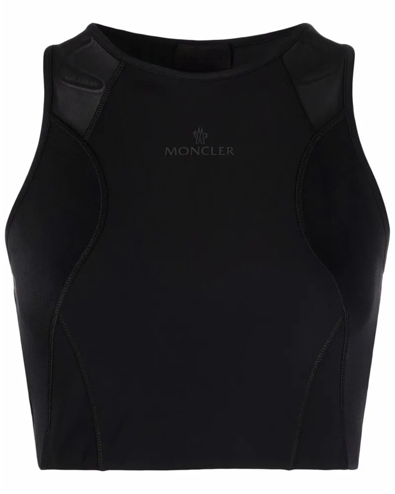 Moncler Cropped-Top mit Logo - Schwarz Schwarz