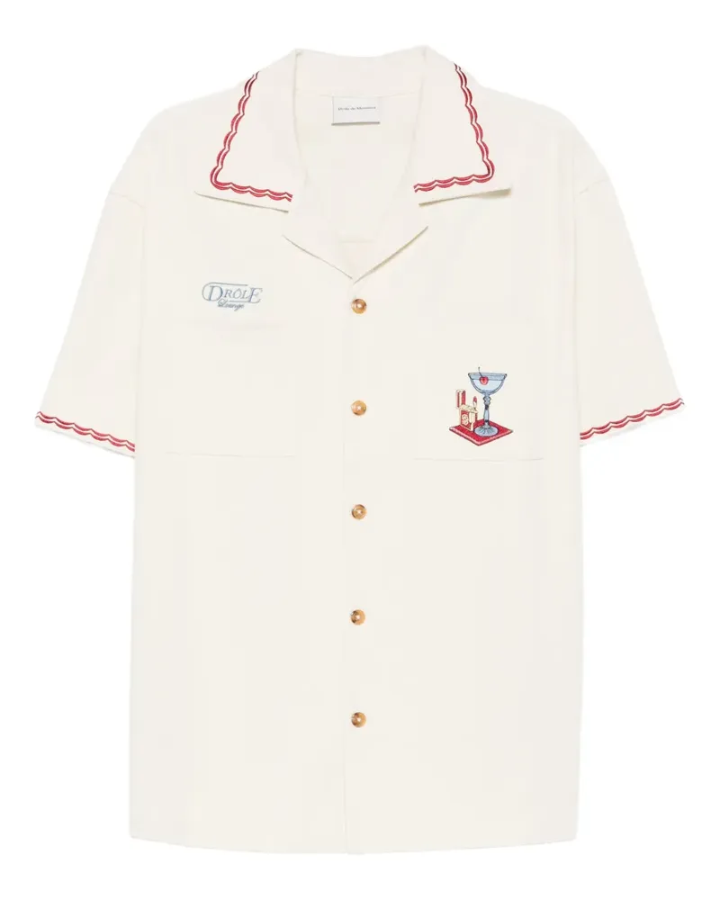 Drôle de Monsieur Hemd mit bestickter Tasche - Weiß Weiß