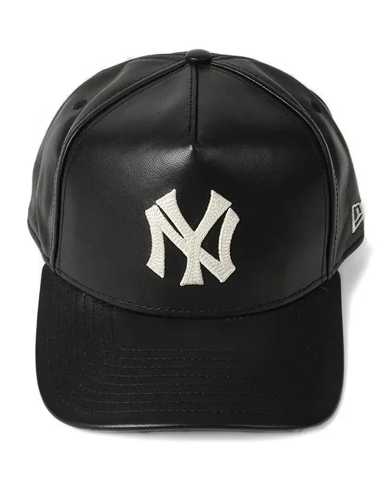 New Era New York Yankees 9Forty A-Frame leather cap - Schwarz Schwarz