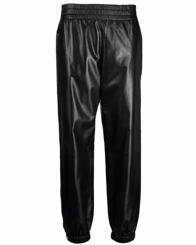 Alexander McQueen Lederhose mit Stretchbund - Schwarz Schwarz