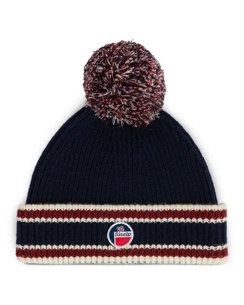 FUSALP Bonnet striped pompom beanie hat - Blau Blau