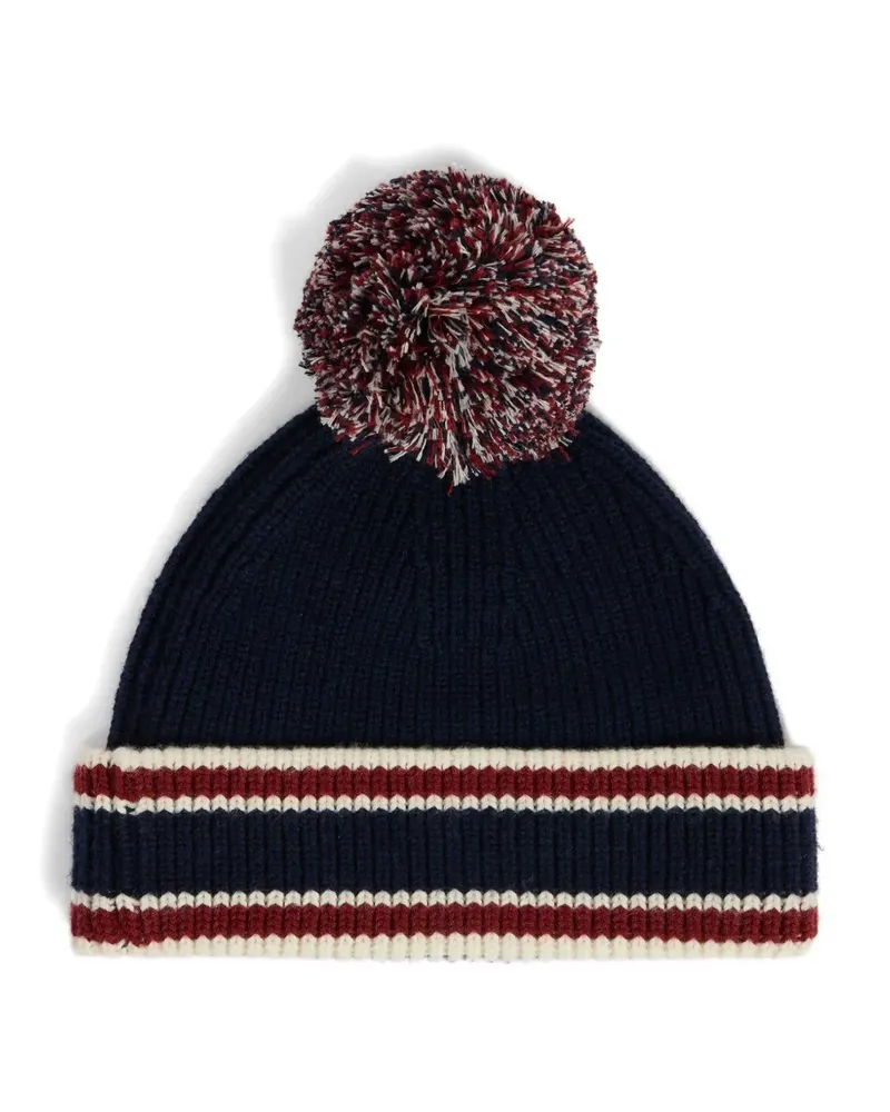 FUSALP Bonnet striped pompom beanie hat - Blau Blau
