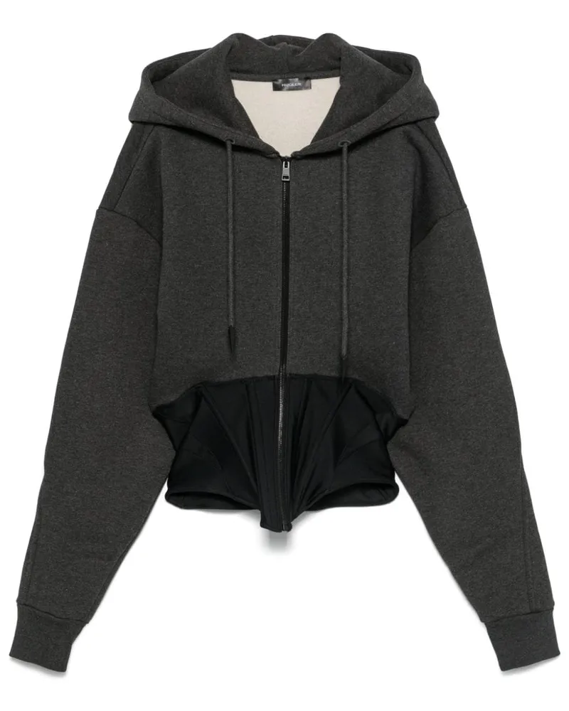 Thierry Mugler Hoodie mit Corsage Grau