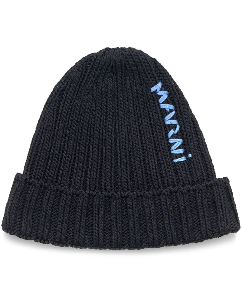 Marni Beanie mit Logo - Schwarz Schwarz
