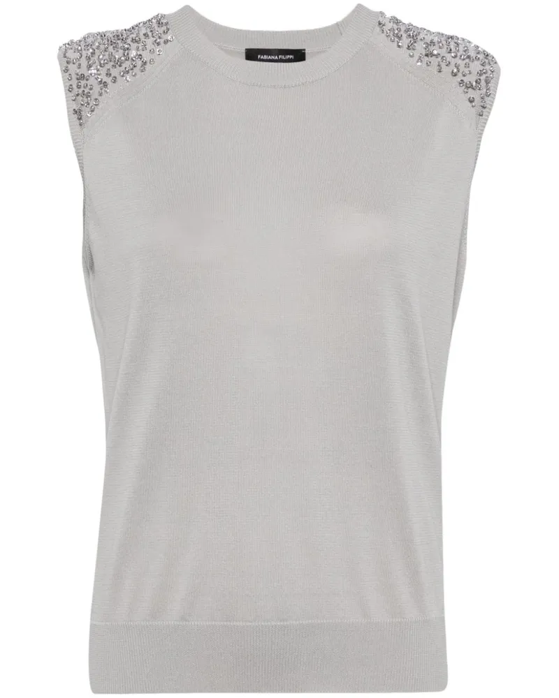 Fabiana Filippi Top mit Pailletten - Grau Grau