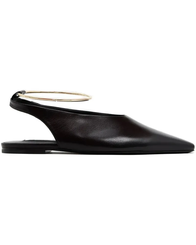 Jil Sander Spitze Ballerinas mit Ringdetail 35mm - Schwarz Schwarz