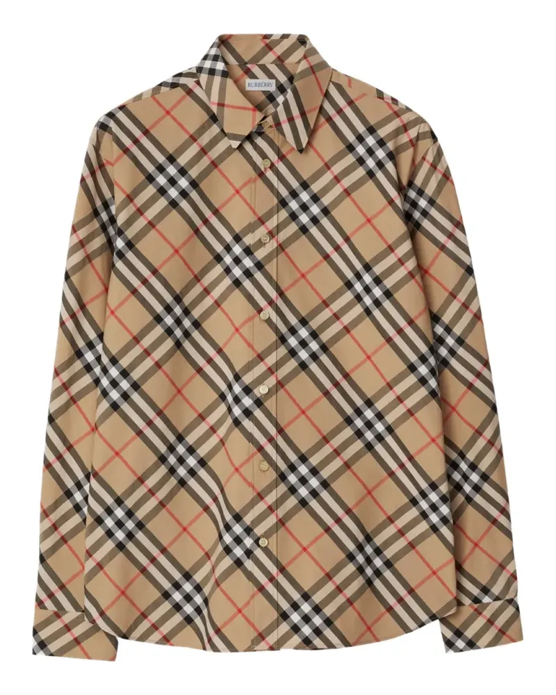 Burberry relaxed-fit Check cotton poplin shirt - Nude Nude