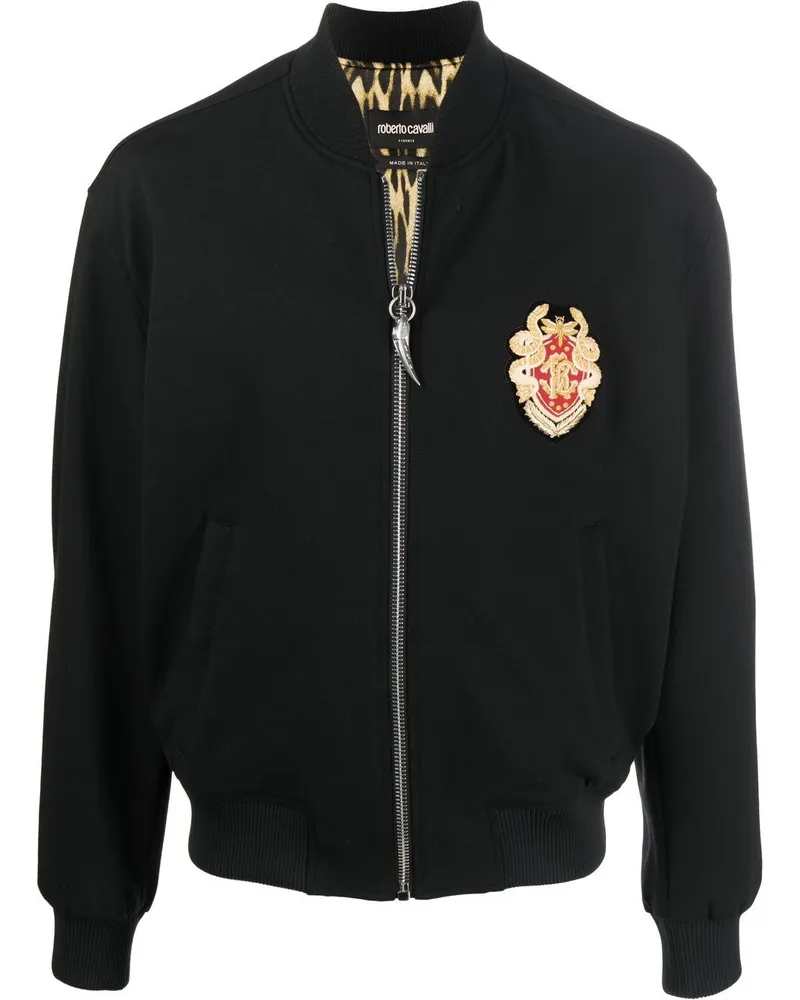 Roberto Cavalli Bomberjacke mit Logo-Patch Schwarz