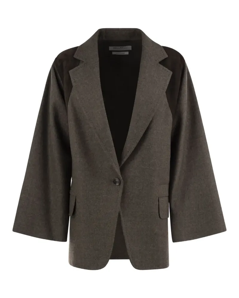 Max Mara Fenice leather-panelled virgin wool blazer - Grau Grau